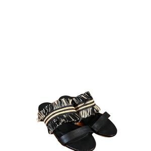 Kaanas Black Tahiti Frayed Boho Sandal Women Sz 6